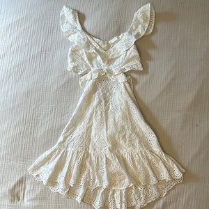 ASTR THE LABEL WHITE LACE OPEN BACK DRESS